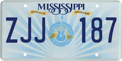 MS license plate ZJJ187