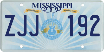 MS license plate ZJJ192