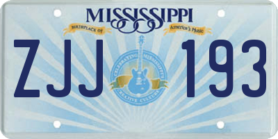 MS license plate ZJJ193
