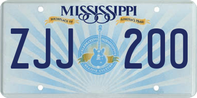 MS license plate ZJJ200