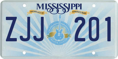 MS license plate ZJJ201