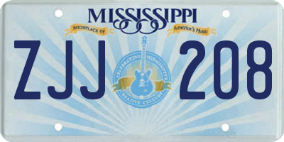 MS license plate ZJJ208