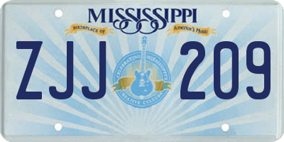 MS license plate ZJJ209