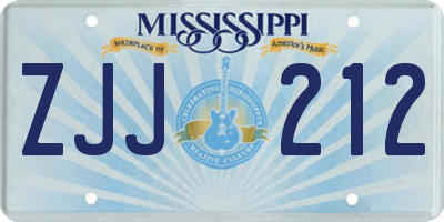 MS license plate ZJJ212
