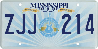 MS license plate ZJJ214