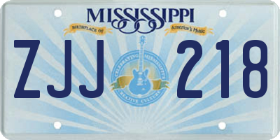 MS license plate ZJJ218