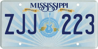 MS license plate ZJJ223