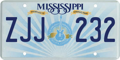 MS license plate ZJJ232