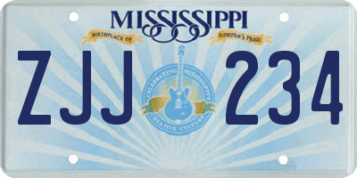 MS license plate ZJJ234