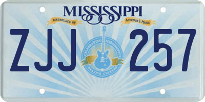 MS license plate ZJJ257