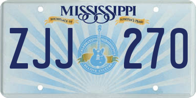 MS license plate ZJJ270