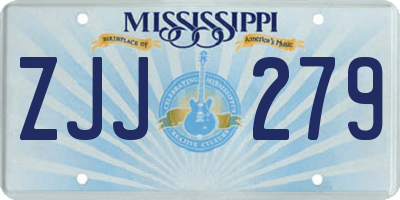 MS license plate ZJJ279