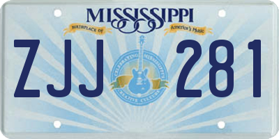 MS license plate ZJJ281