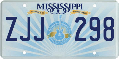 MS license plate ZJJ298