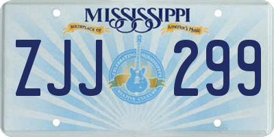 MS license plate ZJJ299