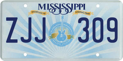 MS license plate ZJJ309