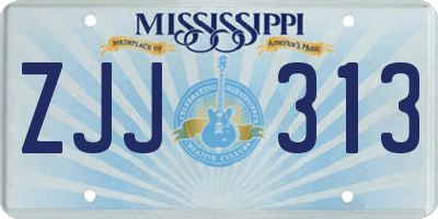 MS license plate ZJJ313