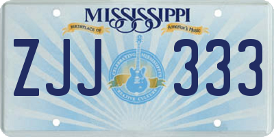MS license plate ZJJ333