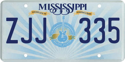 MS license plate ZJJ335