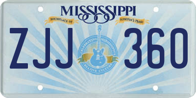 MS license plate ZJJ360