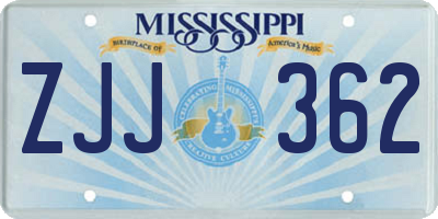MS license plate ZJJ362