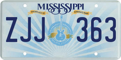 MS license plate ZJJ363