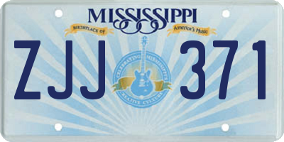 MS license plate ZJJ371