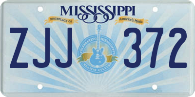 MS license plate ZJJ372