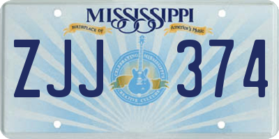 MS license plate ZJJ374