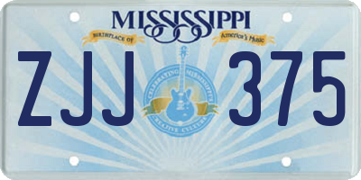 MS license plate ZJJ375