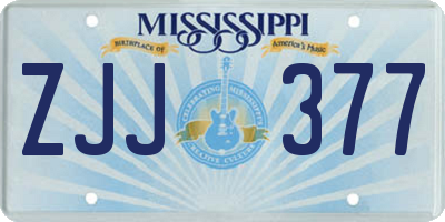 MS license plate ZJJ377