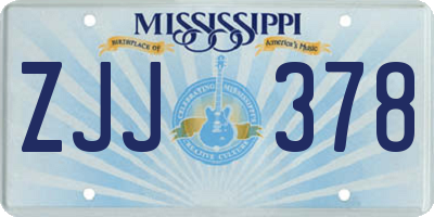 MS license plate ZJJ378