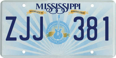 MS license plate ZJJ381