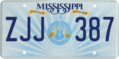 MS license plate ZJJ387