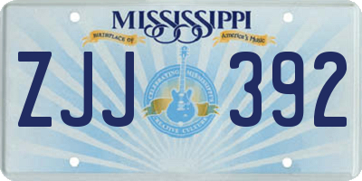 MS license plate ZJJ392