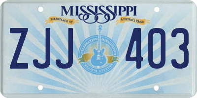 MS license plate ZJJ403