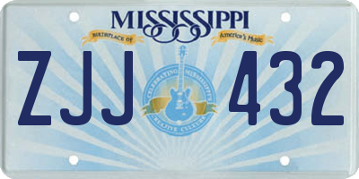 MS license plate ZJJ432