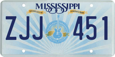 MS license plate ZJJ451