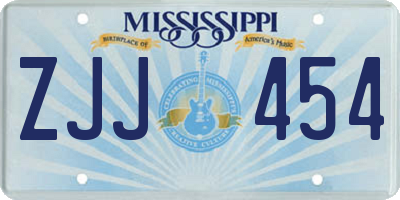 MS license plate ZJJ454