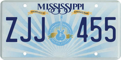 MS license plate ZJJ455