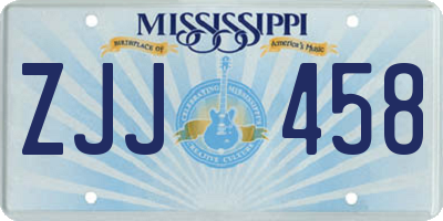 MS license plate ZJJ458