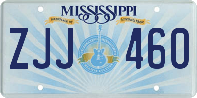 MS license plate ZJJ460