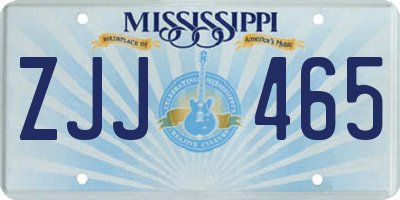 MS license plate ZJJ465