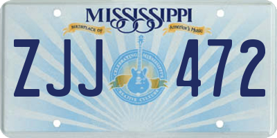 MS license plate ZJJ472