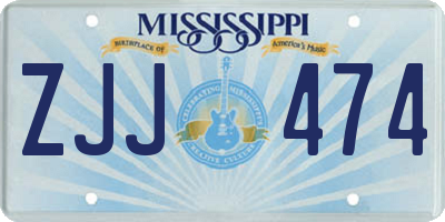 MS license plate ZJJ474