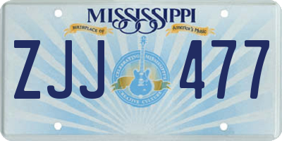 MS license plate ZJJ477