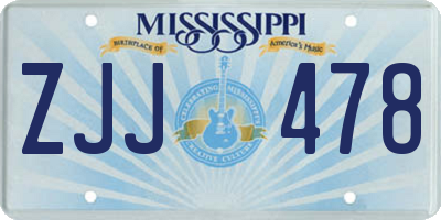 MS license plate ZJJ478