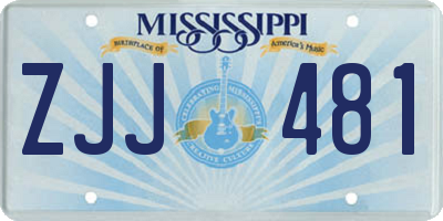 MS license plate ZJJ481