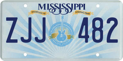MS license plate ZJJ482