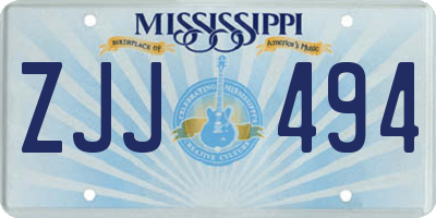 MS license plate ZJJ494